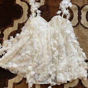 For Love & Lemons Bellatrix Babydoll Mini Dress Size Small / White